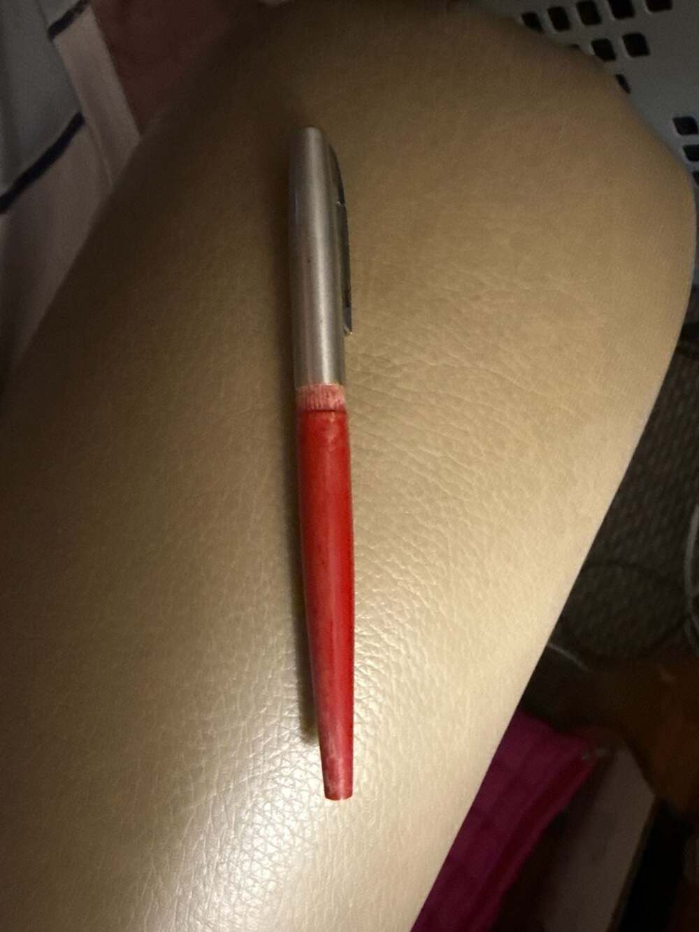 Vintage Platinum Preppy Fountain Pen Red Body Brushed Silver Cap